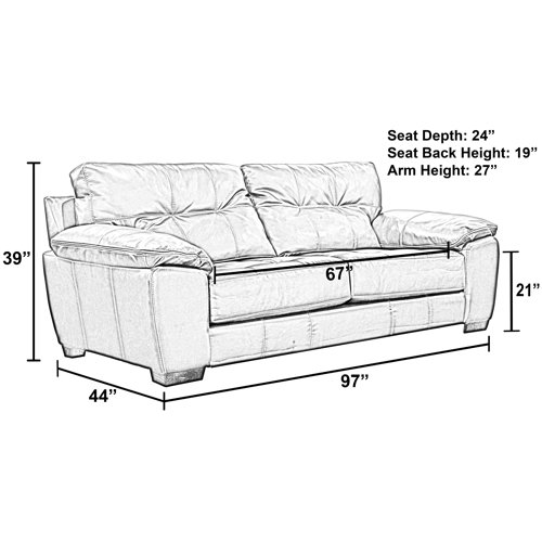 Lark Manor Peosta 97" Pillow Top Arm Sofa with Reversible Cushions